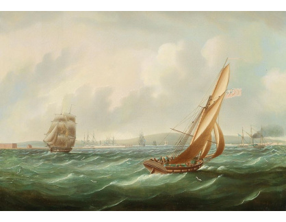 DDSO-4253 Thomas Buttersworth - Fregata královského námořnictva v Solentu z ostrova Wight