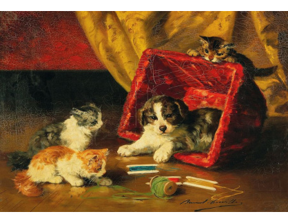 DDSO-4798 Alfred-Arthur Brunel de Neuville - Pes v košíku a tři kočky