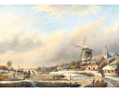 DDSO-5068 Charles Leickert - Holandská zimní krajina s bruslaři