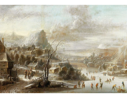 DDSO-5112 Johann Christian Vollerdt - Zimní krajina s bruslaři na zamrzlé řece