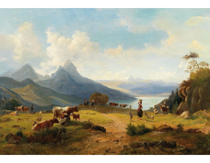 DDSO-5227 Max Joseph Wagenbauer - Idylická horská krajina se stádem a pastýři