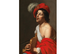 DDSO-2804 Jan van Bijlert - Mladý houslista s červenou čepicí a pláštěm