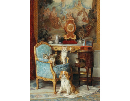 DDSO-2881 Louis Eugene Lambert - Kočičí rodina a pes v salonu