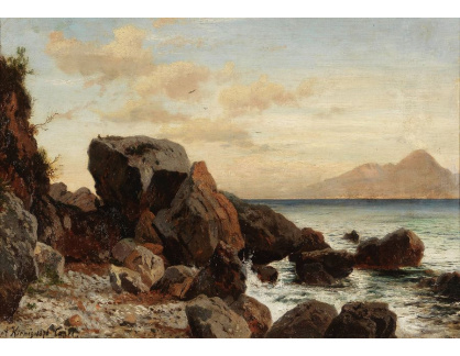 D-5561 Alois Kirnig - Skalnaté pobřeží na Capri s výhledem na Vesuv