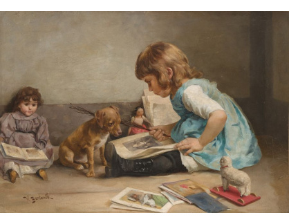 D-5674 Vojtěch Bartoněk - Dítě s hračkami a psíkem