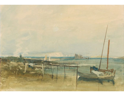 D-6251 Joseph Mallord William Turner - Pobřeží scéna s bílými útesy a loděmi u břehu