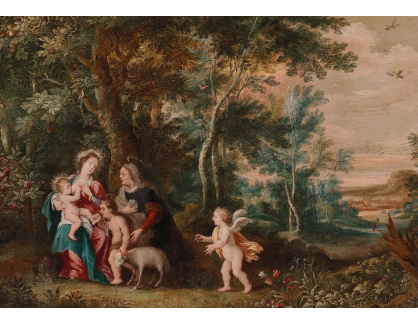 D-5884 Jan Brueghel a Hendrik van Balen - Marie s dítětem, Alžbětou a Janem v krajině