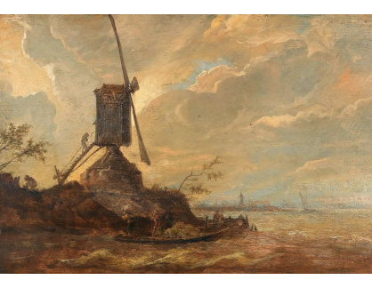 D-5912 Jan van Goyen - Říční krajina s větrným mlýnem
