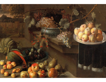 D-5970 Neznámý autor - Jablka, hrušky, melouny, fíky a hrozny v misce