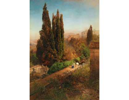 D-6105 Oswald Achenbach - Pohled do zahrady Villa d'Este v Tivoli u Říma
