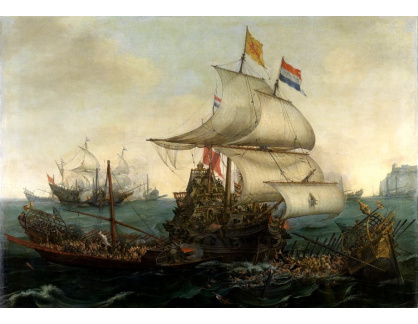D-6464 Hendrik Vroom - Holandské lodě vytlačující španělské galéry mimo anglického pobřeží 3.