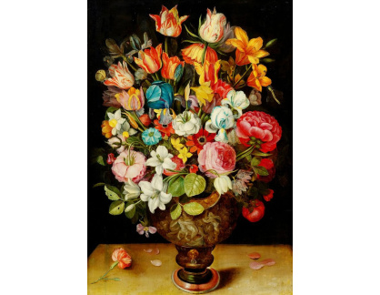D-6757 Frans Francken - Květinové zátiší s velkou kyticí ve váze na kamenném stole
