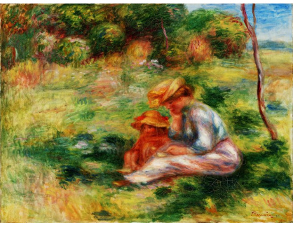 D-6864 Pierre-Auguste Renoir - Žena a dítě v trávě