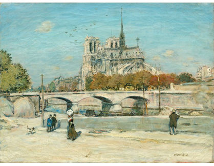 D-8182 Jean-Francois Raffaëlli - Notre Dame při pohledu z Quai de la Tournelle