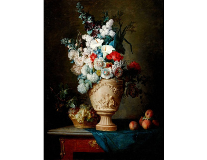 D-8232 Anne Vallayer-Coster - Kytice květin v terakotové váze s broskvemi a hrozny