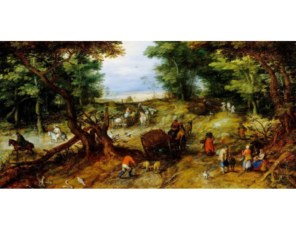 D-8363 Jan Brueghel - Lesní cesta s postavami a povozem