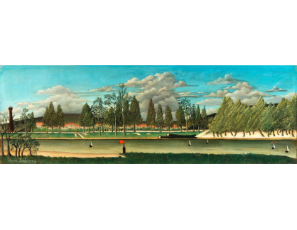 D-8441 Henri Rousseau - Pohled na kanál a krajina se kmeny stromů