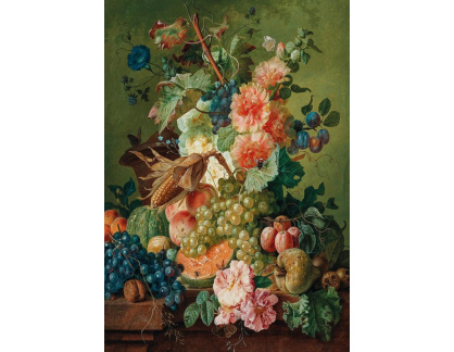 D-8705 Paul Theodor van Brussel - Květiny, ovoce a kukuřice na klasu na stole