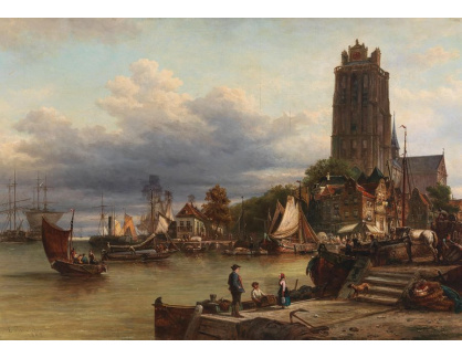 D-8772 Elias Pieter van Bommel - Pohled na město a přístav Dordrecht