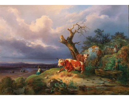 D-9328 Edmund Mahlknecht - Pastýřka s kravami v široké krajině