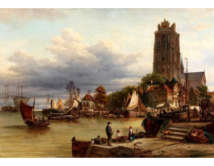 D-9339 Elias Pieter van Bommel - Pohled na město a přístav v Dordrechtu