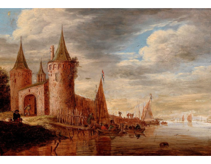 D-9359 Frans de Hulst - Říční krajina s opevněným vodním hradem