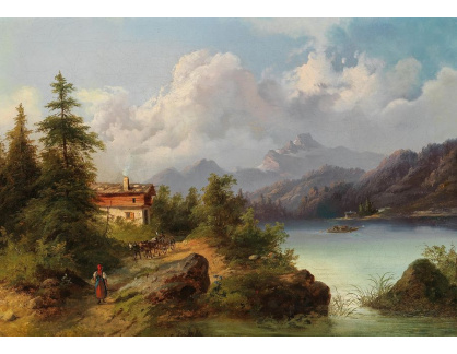 D-9364 Franz Barbarini - Alpská krajina s vozem u jezera