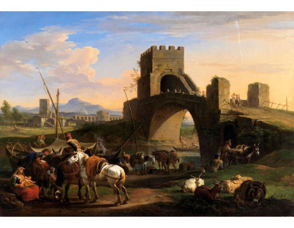 D-9463 Jacob de Heusch - Rolníci u Ponte Salario v Římě