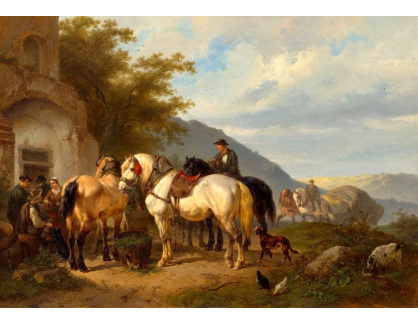 D-9720 Wouter Verschuur - Koně a jezdci odpočívají před ruinami