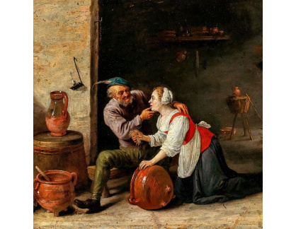 D-9784-1 David Teniers - Nerovný pár v hostinci