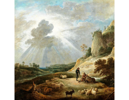 D-9785-1 David Teniers - Rozsáhlá skalnatá krajina se dvěma pastýři