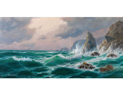 D-9881 Max Jensen - Bouřlivé moře u skalnatého pobřeží